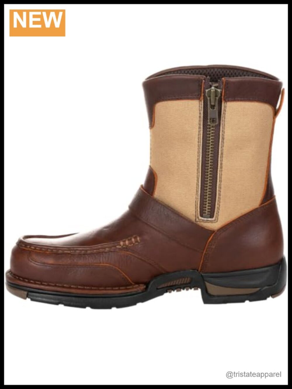 Waterproof Full-Grain Leather Pull-On Work Boots Side Zip Calf High